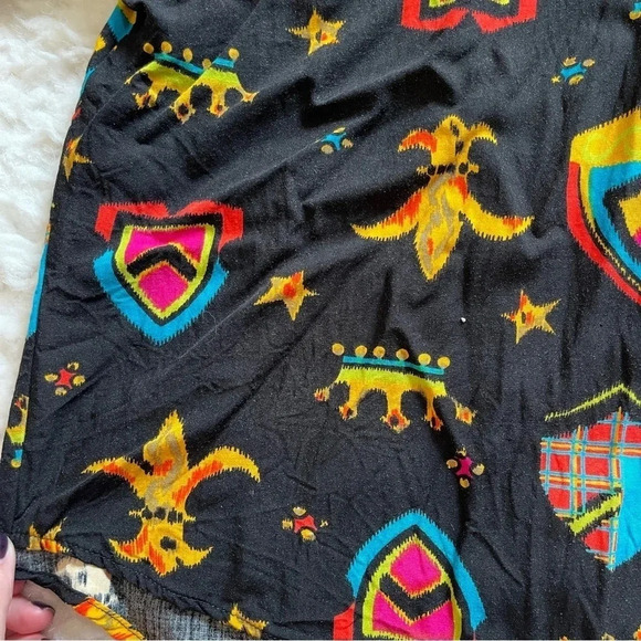 Docker black blouse fleur de lis pattern - size medium petite - Picture 6 of 13